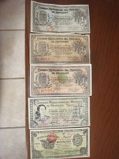 MEXICO 5 DIFFERENT REVOLUTIONARY NOTES,YUCATAN,1914,20c,50c (2),$1,$5 