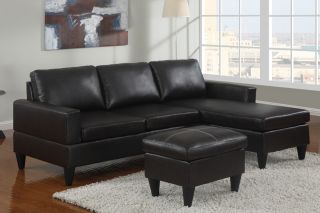   Sofa in Microfiber and Leather W/Free Ottoman Sectional Couch Sofas