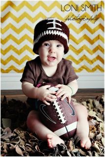   Football NFL College Brown White Hat Beanie Boy Girl Baby Adult