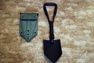 MILITARY ARMY TRI FOLD SHOVEL ENTRENCHING TOOL ETOOL WITH PLASTIC CASE