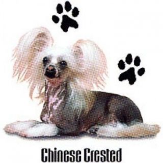 Chinese Crested Chihuahua Puppy Dog With Paw Prints White T Shirt   $9 