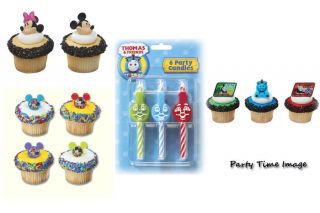   Mcqueen,Thomas Train,Mickey Mouse Cupcake Rings & Cake Candle U Select