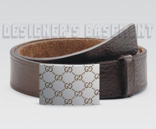   brown Pebbled Leather bold GUCCISSIMA metal Buckle belt NWT Authentic