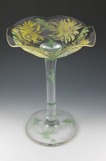 Mt. Washington Glass Napoli Compote with Flowers Leaves Vines 