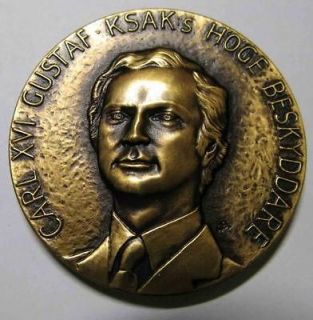   Bronze Numizmatic Table Medal Carl XVI Gustaf airplane sporrong