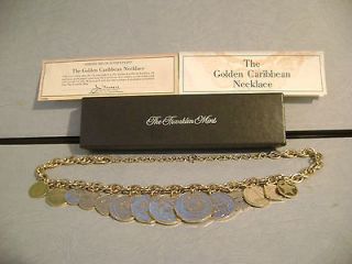 Franklin Mint 1986 Golden Caribbean Necklace 14 Uncirculated Coins 24 