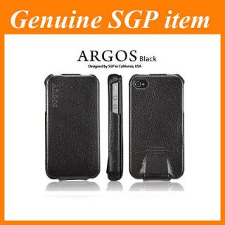 SPIGEN SGP Leather Pouch Case [Argos Black] for Apple iPhone 4S/4