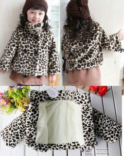 Girls Leopard Coat Winter Kids Jacket Snowsuit Toddler 1 6Y Warm 