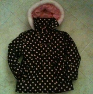 Osh Kosh B Gosh Girls Size 6 Brown /pink Poker Dots Winter Short Coat