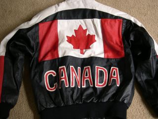 Orig. CASA NOVA Vtg 80s Leather CANADA FLAG Jacket Canadian Mens Sz S