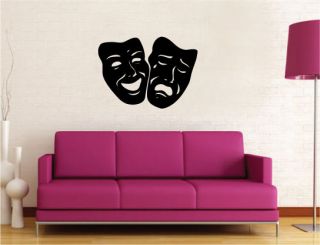 Theatrical masks of comedy and tragedy removable mural art wall decor 