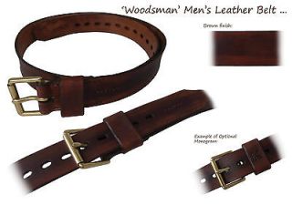   CRAFTS Woodsman Hand Crafted Made Mens Leather Belt   Brown / Black