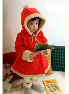   winter Warm Fleece Hooded Red Christmas Outfit Coat Jacket age 1 5Y