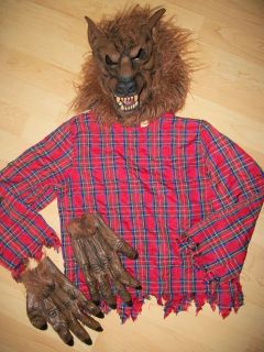 Werewolf Child Costume, size 4/6 shirt, mask, gloves