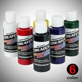   Createx Primary Airbrush Paint Kit Set Hobby Craft Art 2oz Bottles