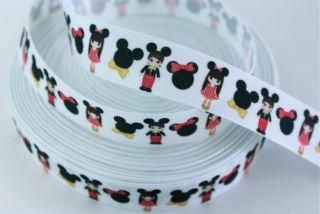MICKEY MINNIE MOUSE CLUBHOUSE PRINTED GROSGRAIN RIBBON 7/8 INCH   5 