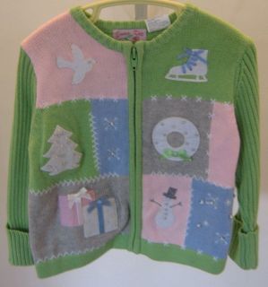   Emma Kate Green Winter Holiday Zipper Sweater Jacket Coat Size 2T