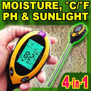 in 1 Digital pH Moisture Light Soil Meter Thermometer Temperature 