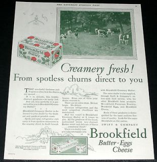 1926 OLD MAGAZINE PRINT AD, BROOKFIELD CREAMERY BUTTER, FROM SPOTLESS 