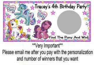 10 My Little Pony Birthday Party Scratch Off Game Cards