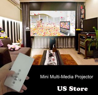 WHITE Mini Multimedia Projector Max 54 Screen 720 P HD Portable 