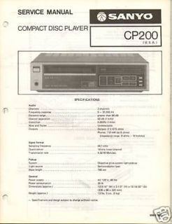 Original Service Manual Sanyo CP200 CD Player