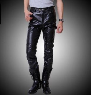   Motorcycle Casual Leather Pants Slim cut Rock and Roll Leather Pants
