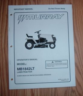 MURRAY MB1842LT LAWN TRACTOR OWNERS MANUAL W/ ILLUSTRATED PARTS LIST