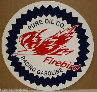   OIL COMPANY FIREBIRD RACING GASOLINE 24 ROUND METAL SIGN GAS NASCAR