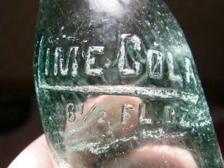 Vintage 1900s SS Aqua 6 1/2oz Lime Cola Bottling Co of SC Embossed 