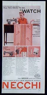 Vintage 1954 Necchi Sewing Machine With New Wonder Wheel Magazine Ad