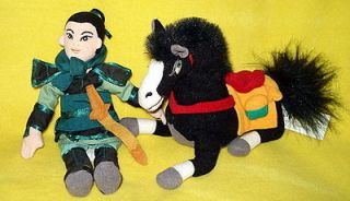  Sm Beanbag Mulan Warrior and Kahn Black Horse Plush Toys