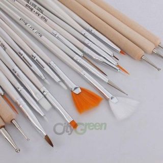 20Pcs Nail Art Polish Brush Painting Dotting Pen Set Drawing Liners 