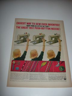 1957 NECCHI SEWING MACHINE SUPERNOVA PRINT AD