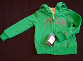 NIKE Bright Green Gray & Pink Front Zip Hoodie Jacket Sweater NWT$40 