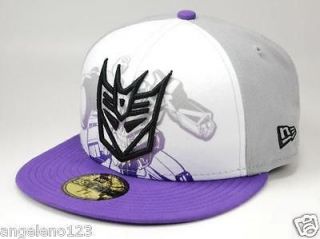 NEW ERA 59Fifty Fitted Hat Cap Hasbro Decepticons Fade Up White Gray 