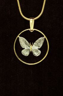 Philippines Butterfly Cut Coin Pendant Necklace 3/4