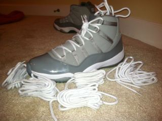 Jordan XI rope laces white cool grey concord no fully laced
