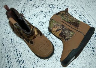TODDLER Boys Shoes Faded Glory COWBOY Western BOOTS Brown Camoflauge 