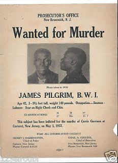   MURDER POLICE POSTER ORIGINAL JAMES PILGRIM PROSECUTORS NEW JERSEY