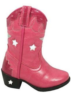 Kids Pink Western Faux Leather Cowgirl Light Up Boots Austin