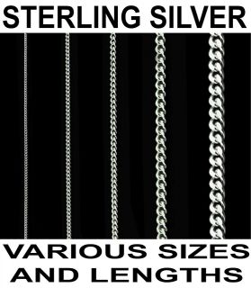   SILVER 12 14 16 18 20 22 24 26 28 30 INCH CURB CHAIN LINK NECKLACE