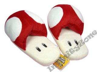 NEW Nintendo Super Mario Bros Red Mushroom Plush Doll Figure Slipper 