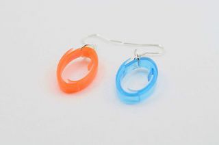   Earrings   Lasercut Acrylic Orange or Blue   GLaDOS   Gaming Jewelry