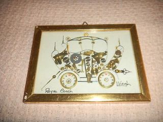 Original Horological Collage Royal Coach by L. Hersch 1971   Made in 