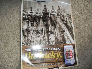LUCKY LAGER BEER LOGGING POSTER (RARE) GREAT CONDITION