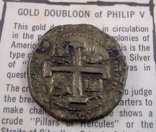 Vintage 1960s Novelty Token 1736 GOLD DOUBLOON OF PHILIP V COIN 