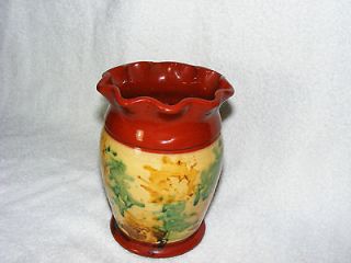 Dorothy Long Family Potters Studio / Redware Vase / M E L Jeff 
