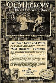 1911 Ad Old Hickory Chair Co. Outdoor Furniture Chairs   ORIGINAL 