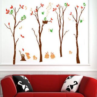 Lovely Trees Color Brown Room Wall Sticker Decor Decals Removable 